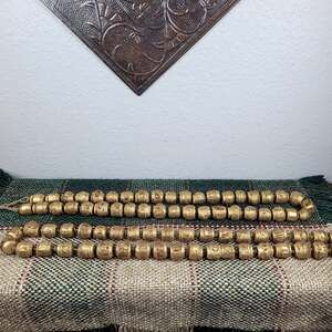 Gold Finish Round Beads: wood gold paint. 2 units.